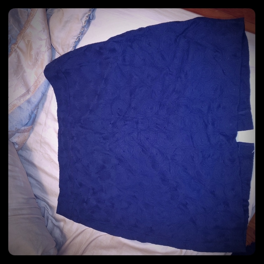 Blue pencil skirt.